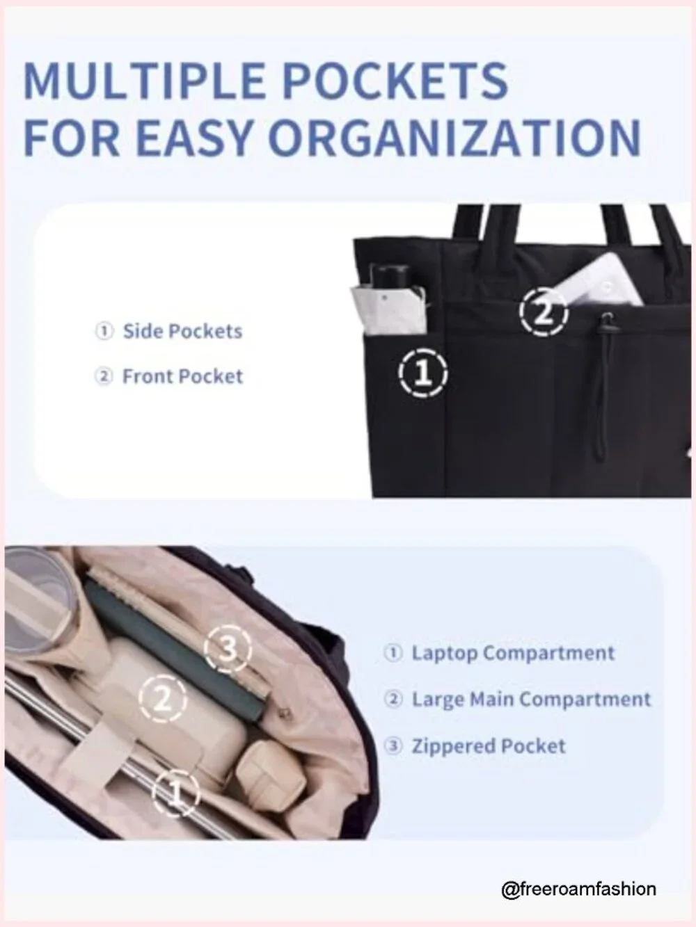Puffer Tote Bag with Laptop Compartment & Cup Holder